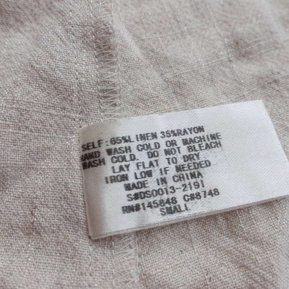 Everly Dress Size Small Linen Wrap Short Mini Casual Surplice Sundress Beige - Picture 8 of 10